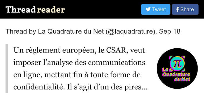 Nařízení CSAR: dohled nad naší komunikací nyní probíhá v Bruselu (LQDN)